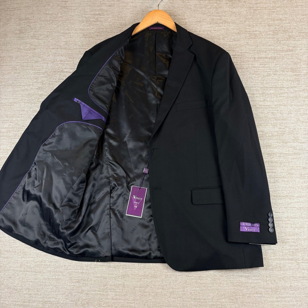 NEW Vinci Zegna Blazer Jacket Mens 44R Black Super 150s 2-Button Formal Classic